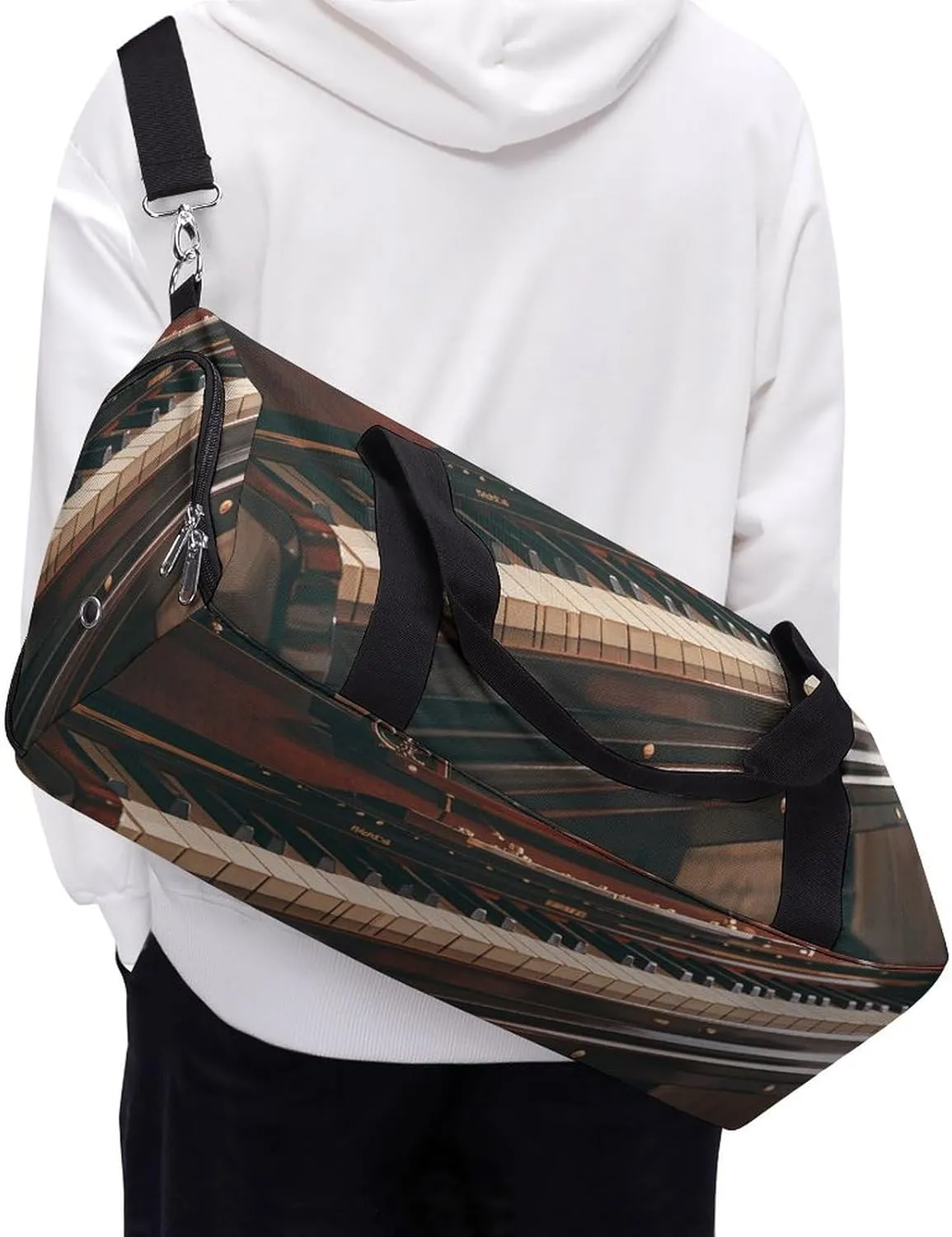 Gym Bags Small Music Note Pianos Duffel Bag Overnight Bag with Shoe Compartment Carryon Bag for Men Women