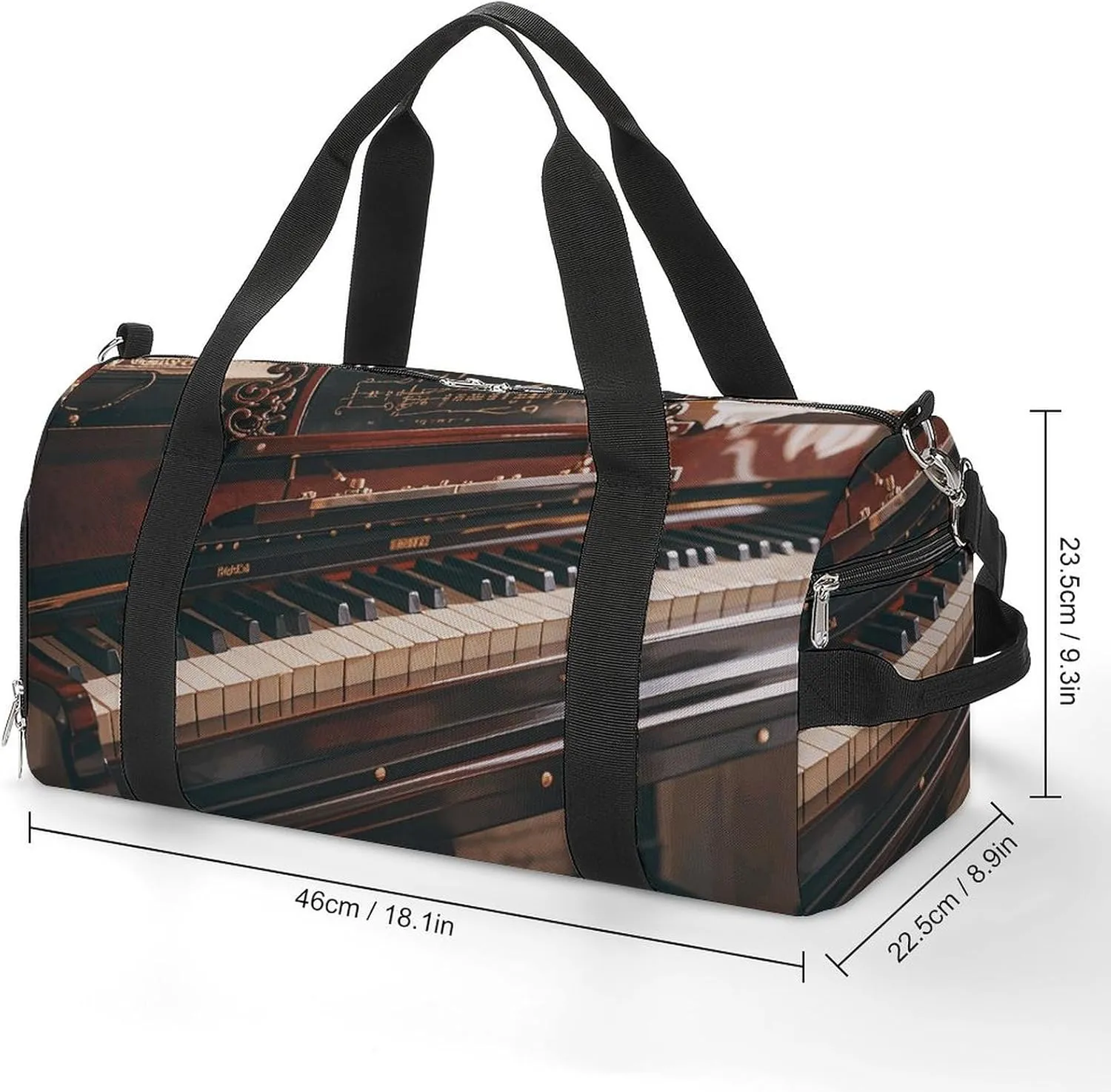 Gym Bags Small Music Note Pianos Duffel Bag Overnight Bag with Shoe Compartment Carryon Bag for Men Women