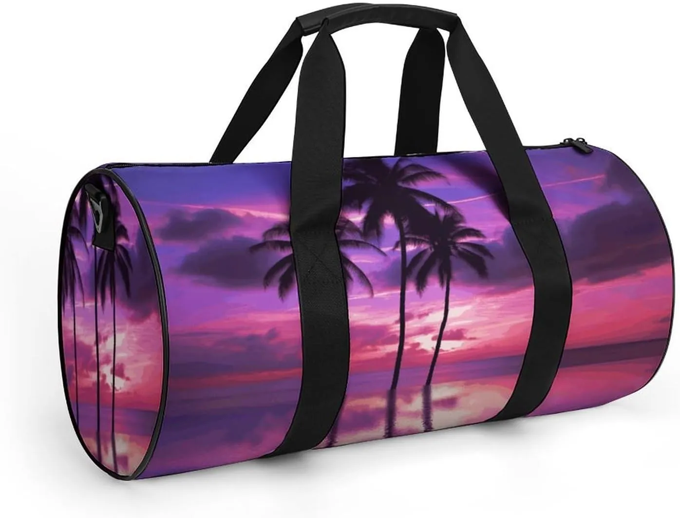 Gym Bags Small Palm Tree Purple Sunset Duffel Bag Overnight Bag with Shoe Compartment Carryon Bag for Men Women