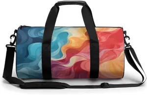 Gym Bags Small Rainbow Color Abstract Illustration Duffel Bag Overnight Bag with Shoe Compartment Carryon Bag for Men Women