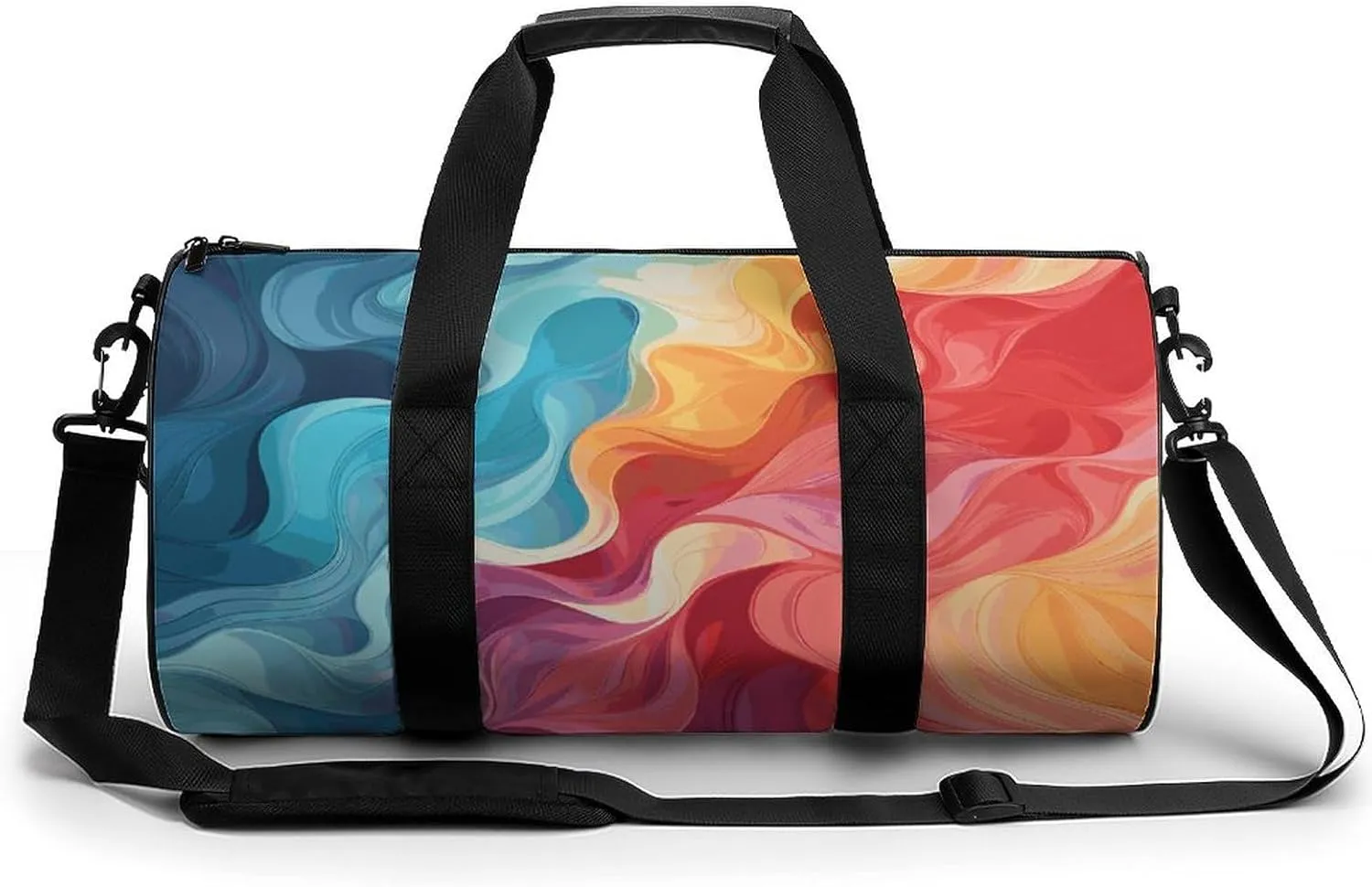 Gym Bags Small Rainbow Color Abstract Illustration Duffel Bag Overnight Bag with Shoe Compartment Carryon Bag for Men Women