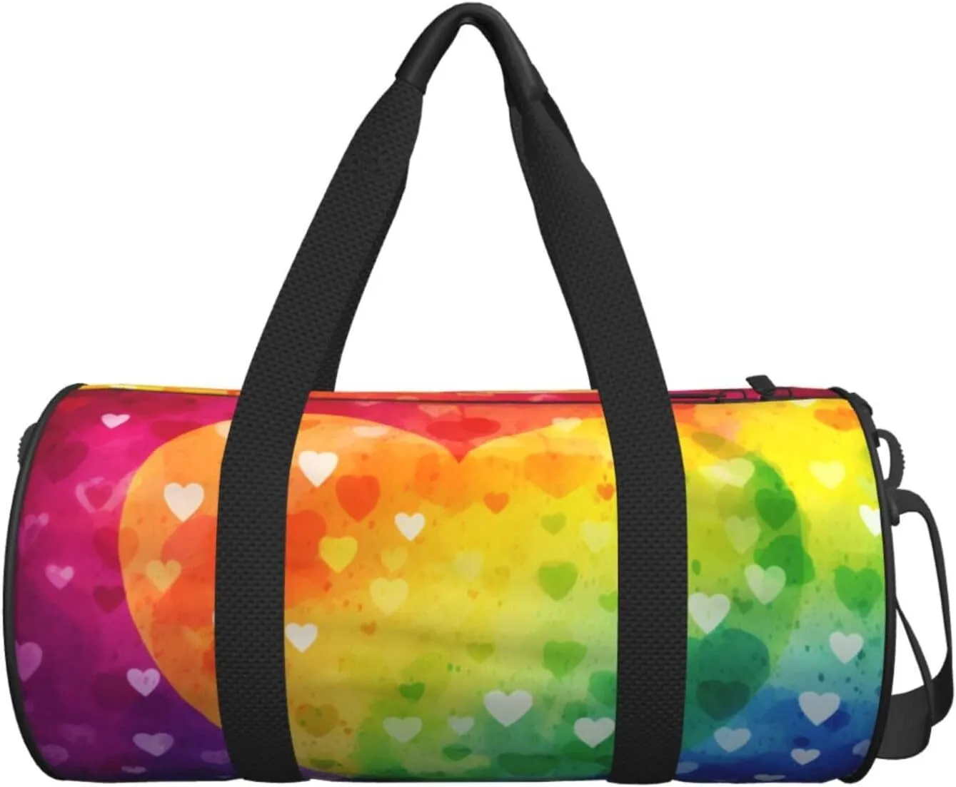 Gym Bags Small Rainbow Love Heart Duffel Bag Overnight Bag with Shoe Compartment Carryon Bag for Men Women