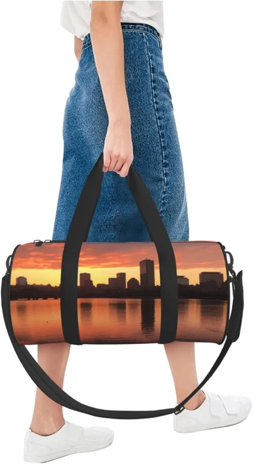 Gym Bags Small Skyline Sunset Duffel Bag Overnight Bag with Shoe Compartment Carryon Bag for Men Women
