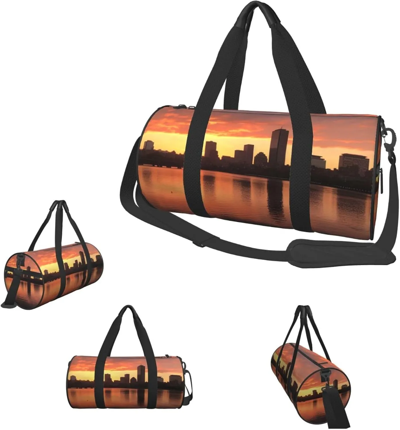 Gym Bags Small Skyline Sunset Duffel Bag Overnight Bag with Shoe Compartment Carryon Bag for Men Women