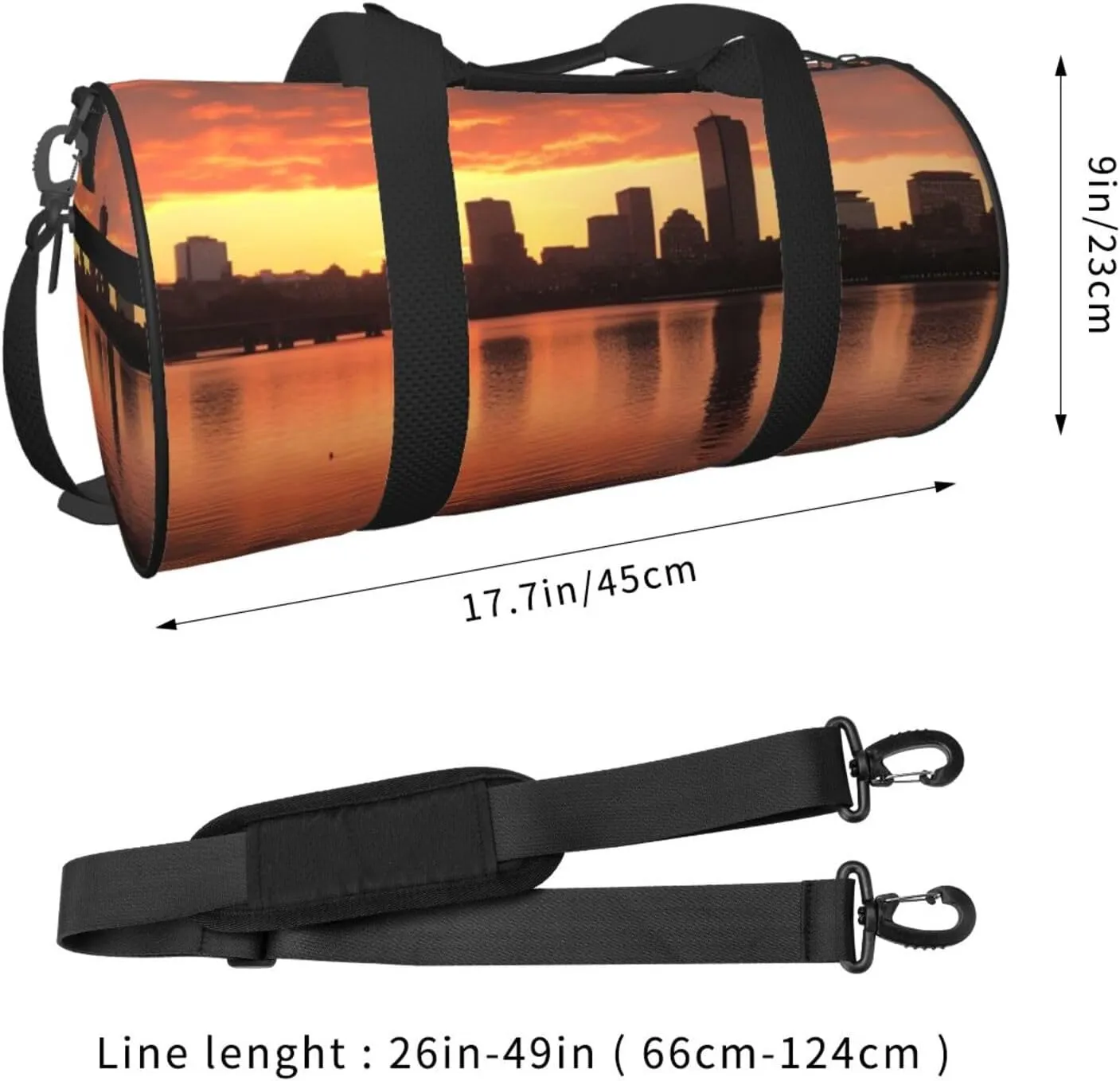 Gym Bags Small Skyline Sunset Duffel Bag Overnight Bag with Shoe Compartment Carryon Bag for Men Women
