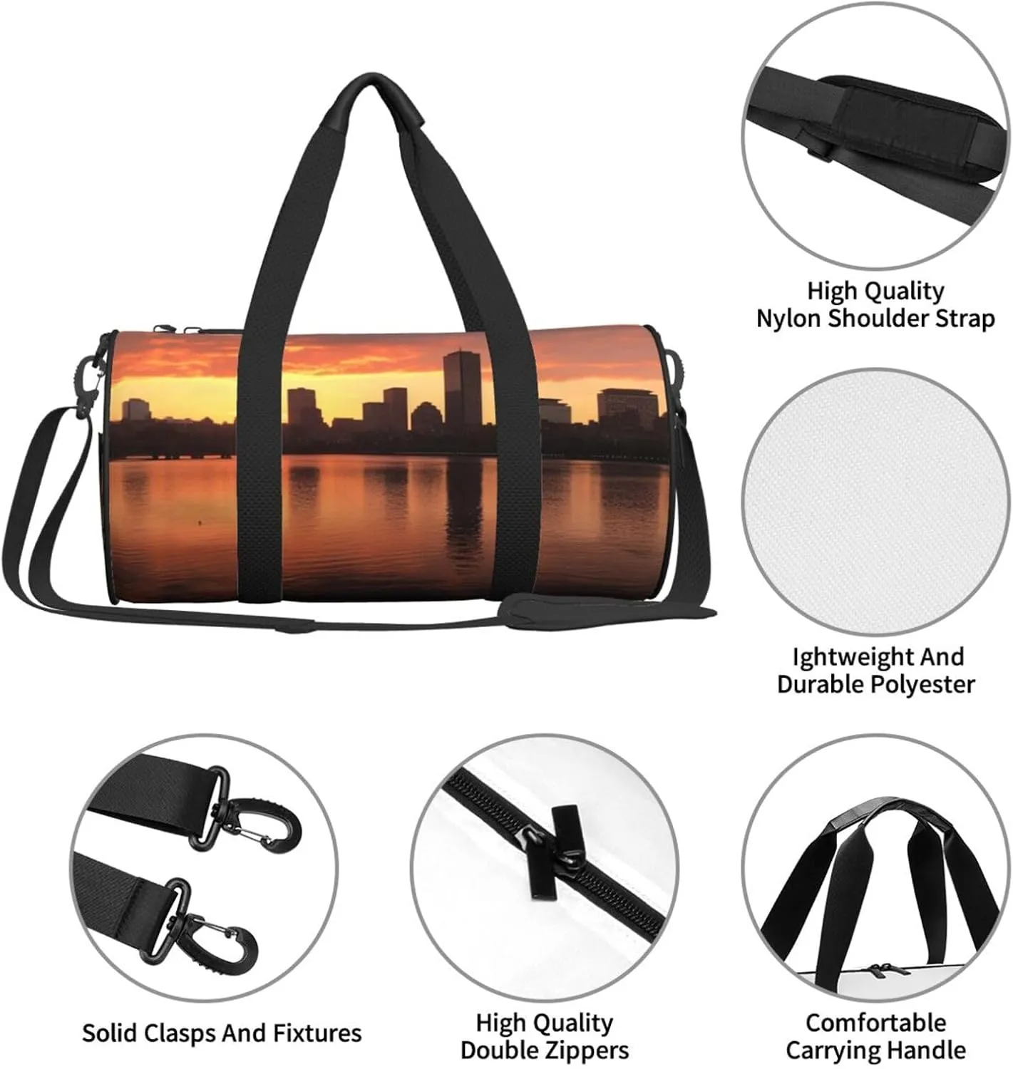 Gym Bags Small Skyline Sunset Duffel Bag Overnight Bag with Shoe Compartment Carryon Bag for Men Women
