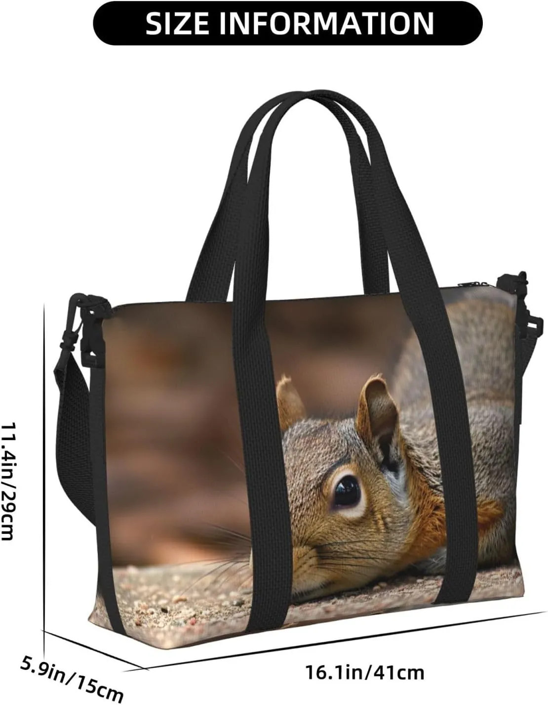 Gym Bags Small Squirrel Just Laying Duffel Bag Overnight Bag with Shoe Compartment Carryon Bag for Men Women