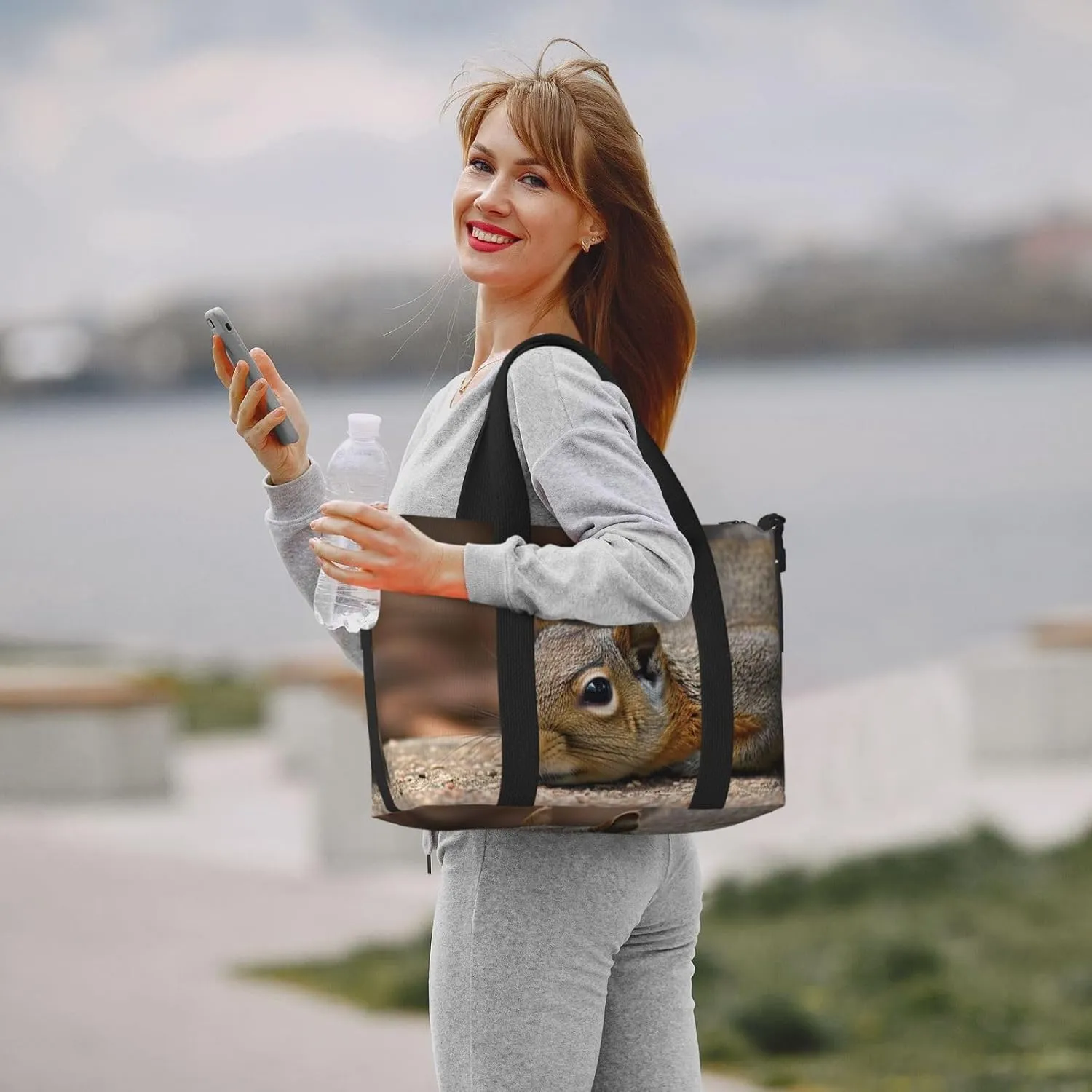 Gym Bags Small Squirrel Just Laying Duffel Bag Overnight Bag with Shoe Compartment Carryon Bag for Men Women