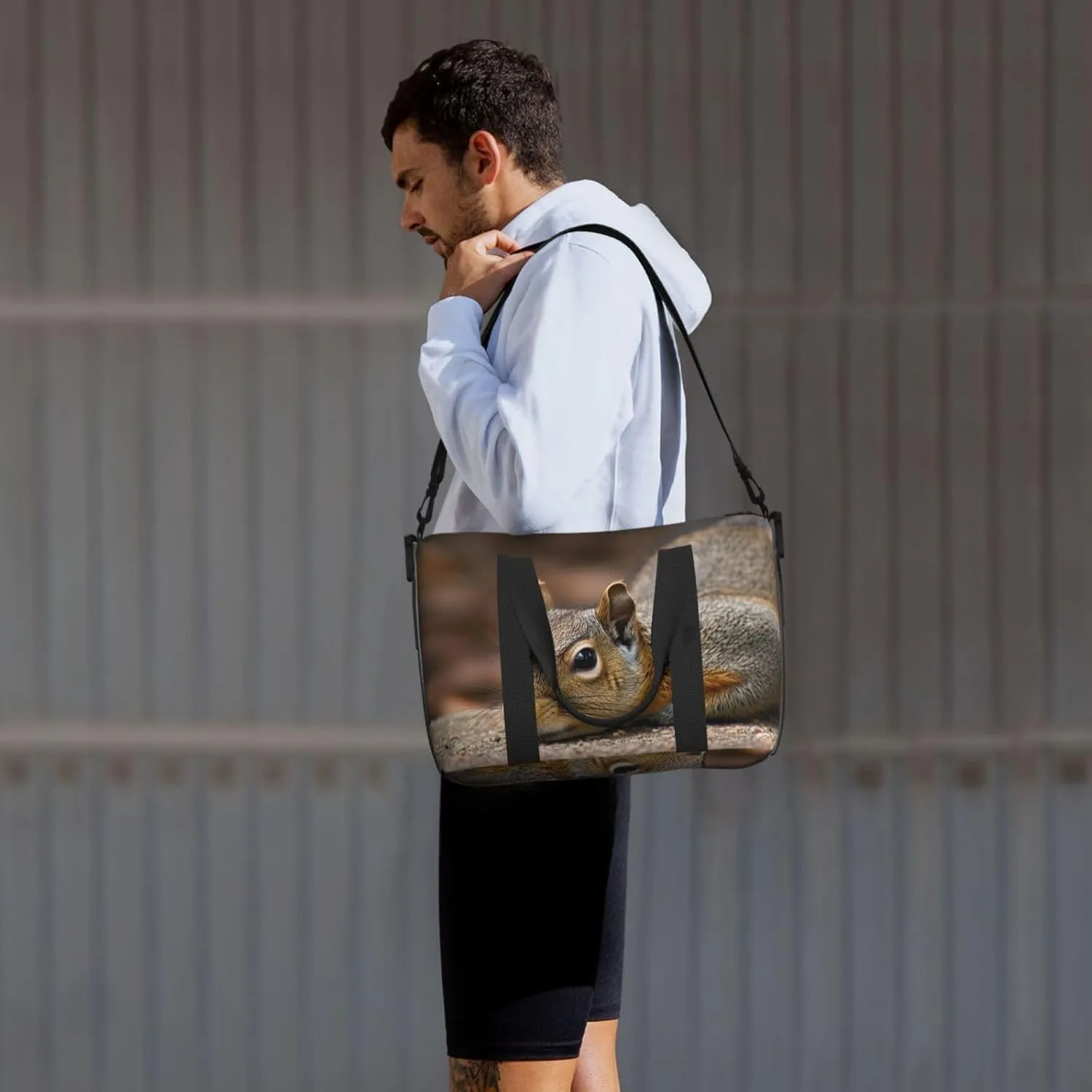 Gym Bags Small Squirrel Just Laying Duffel Bag Overnight Bag with Shoe Compartment Carryon Bag for Men Women