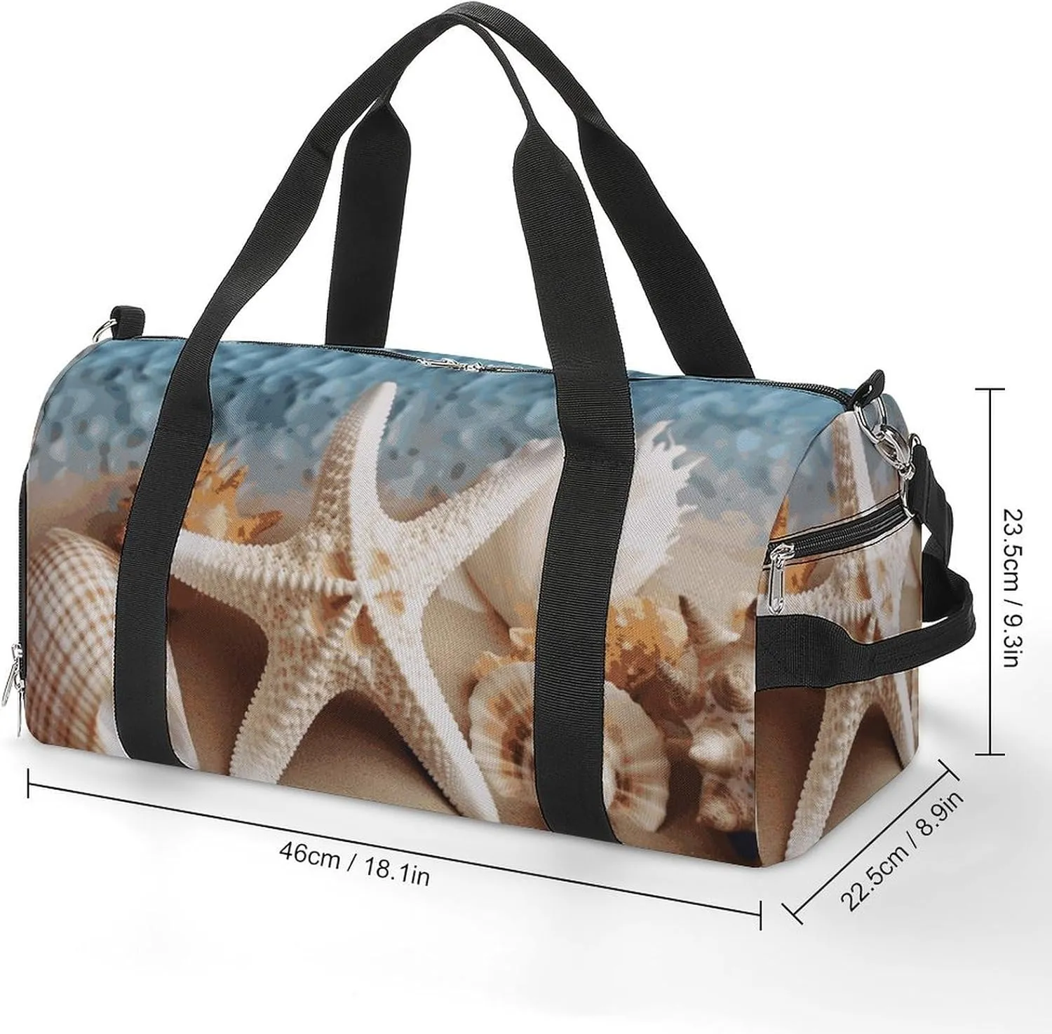 Gym Bags Small Starfish Coral And Seashell Duffel Bag Overnight Bag with Shoe Compartment Carryon Bag for Men Women