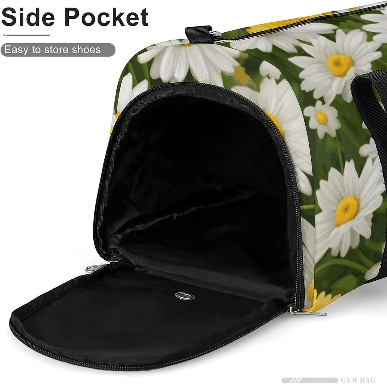 Gym Bags Small Summer Floral Daisies Flower Duffel Bag Overnight Bag with Shoe Compartment Carryon Bag for Men Women