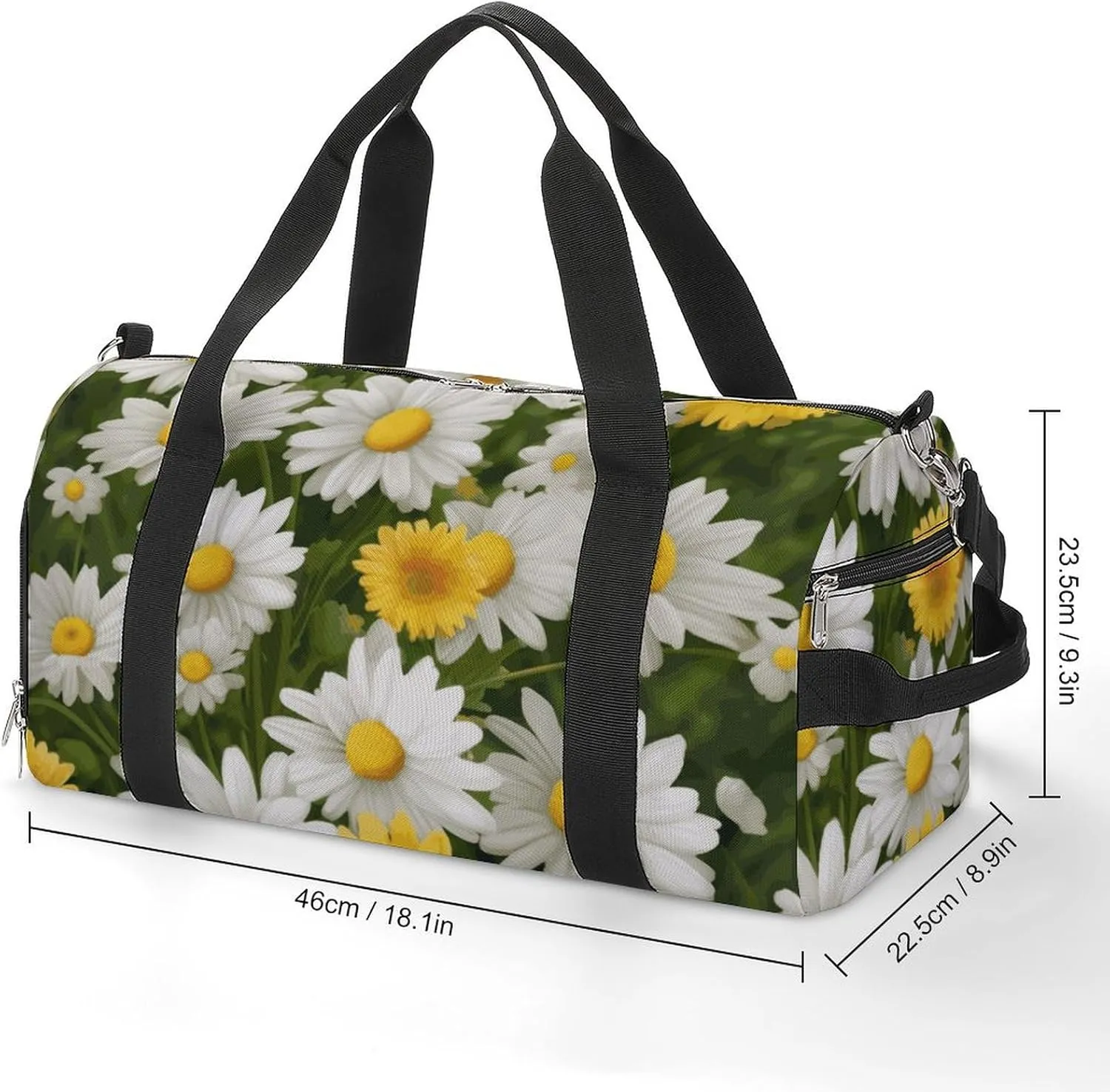 Gym Bags Small Summer Floral Daisies Flower Duffel Bag Overnight Bag with Shoe Compartment Carryon Bag for Men Women