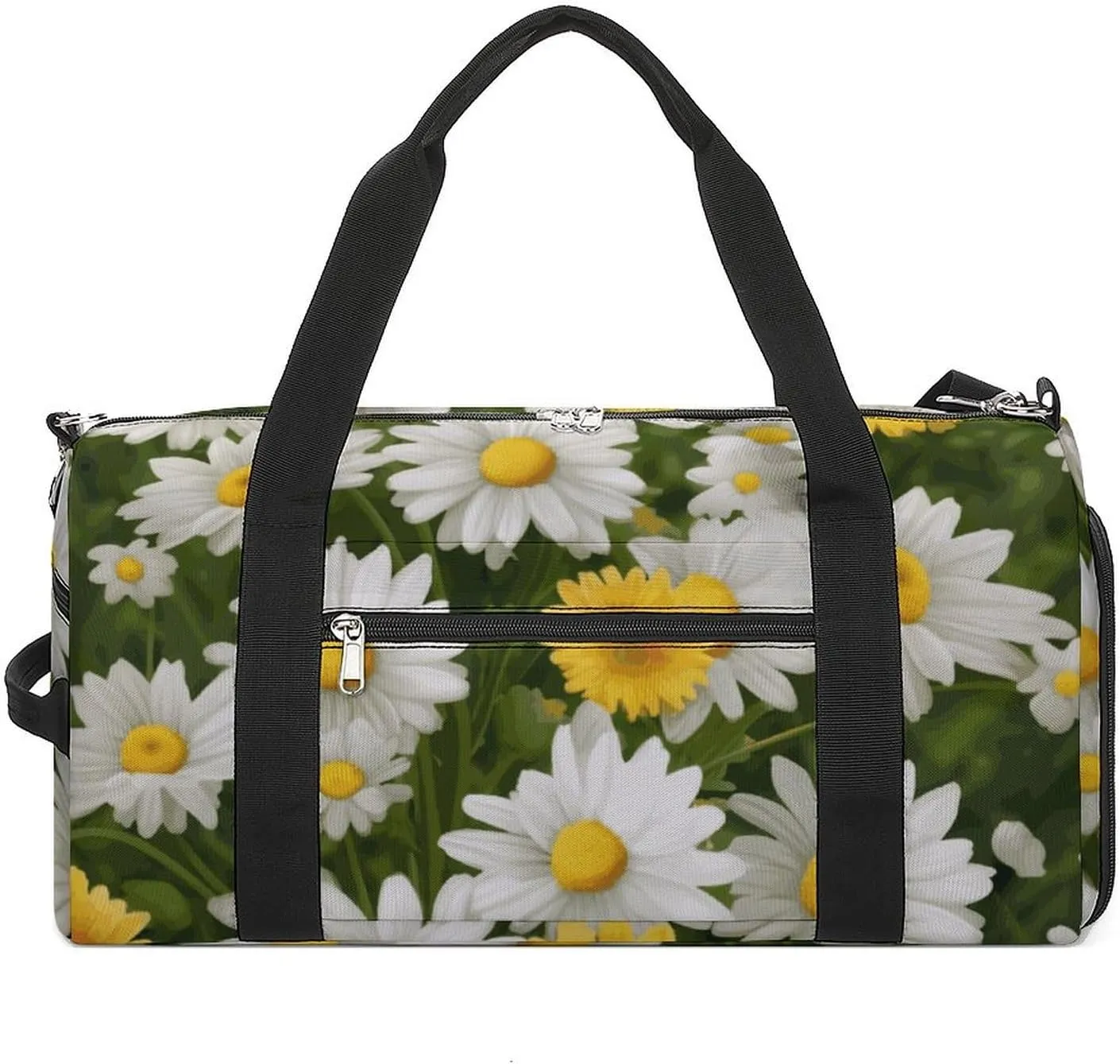Gym Bags Small Summer Floral Daisies Flower Duffel Bag Overnight Bag with Shoe Compartment Carryon Bag for Men Women