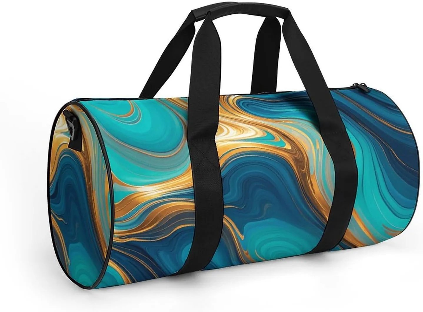 Gym Bags Small Turquoise Blue Gold Marble Duffel Bag Overnight Bag with Shoe Compartment Carryon Bag for Men Women