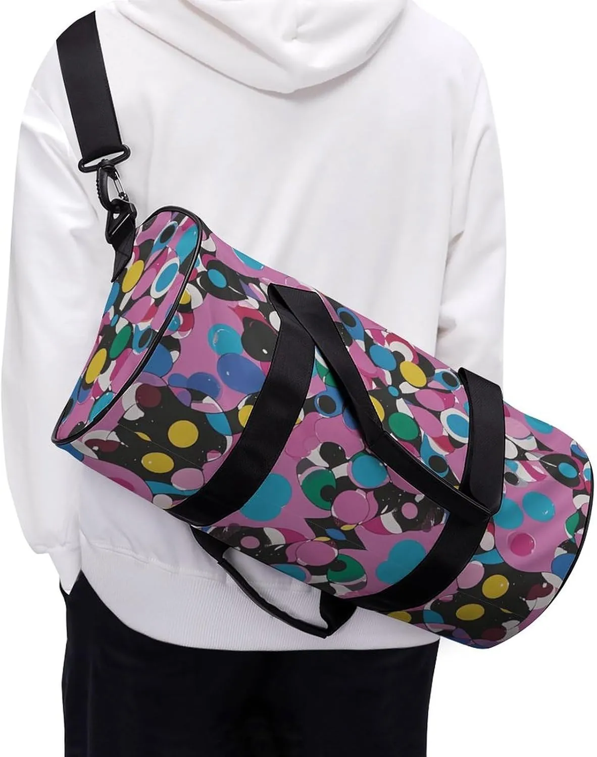 Gym Bags Small Twister Polka Dots Duffel Bag Overnight Bag with Shoe Compartment Carryon Bag for Men Women