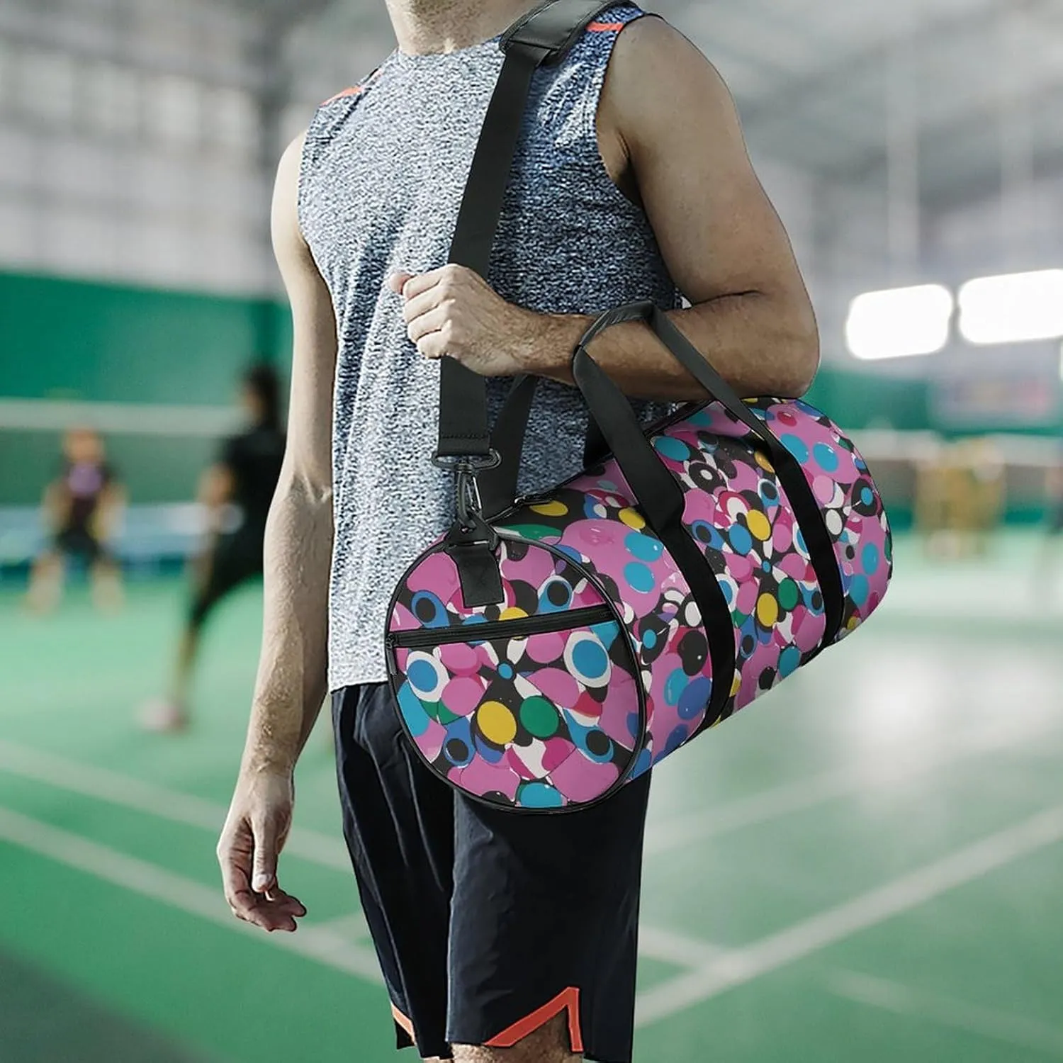Gym Bags Small Twister Polka Dots Duffel Bag Overnight Bag with Shoe Compartment Carryon Bag for Men Women