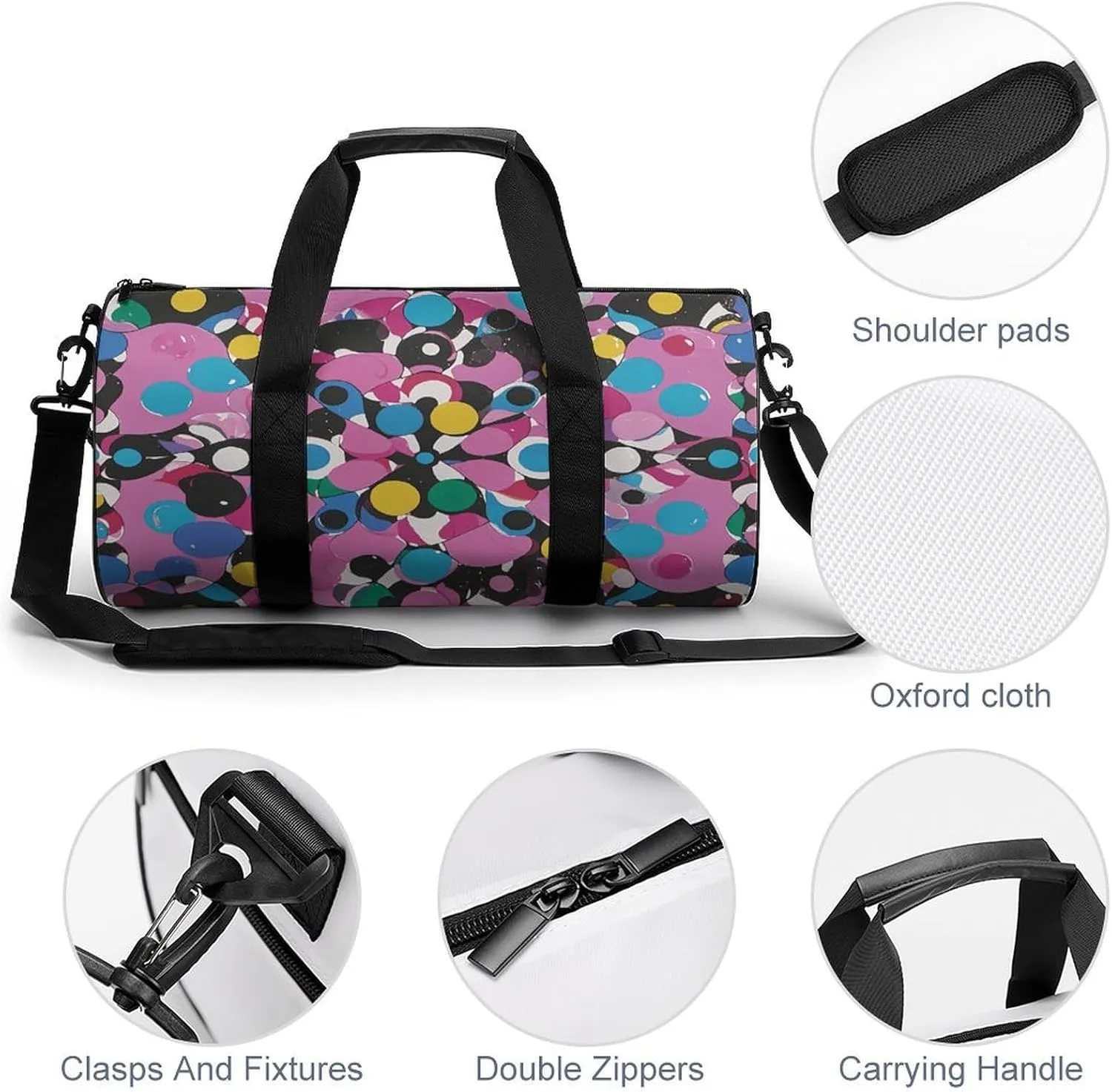 Gym Bags Small Twister Polka Dots Duffel Bag Overnight Bag with Shoe Compartment Carryon Bag for Men Women