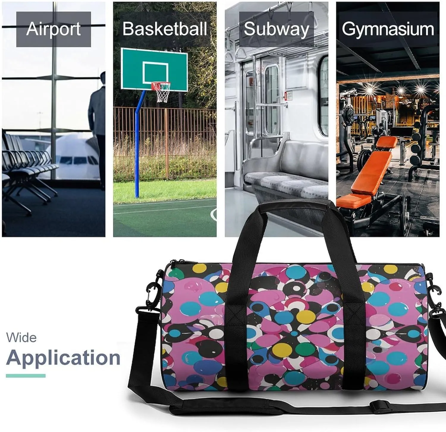 Gym Bags Small Twister Polka Dots Duffel Bag Overnight Bag with Shoe Compartment Carryon Bag for Men Women