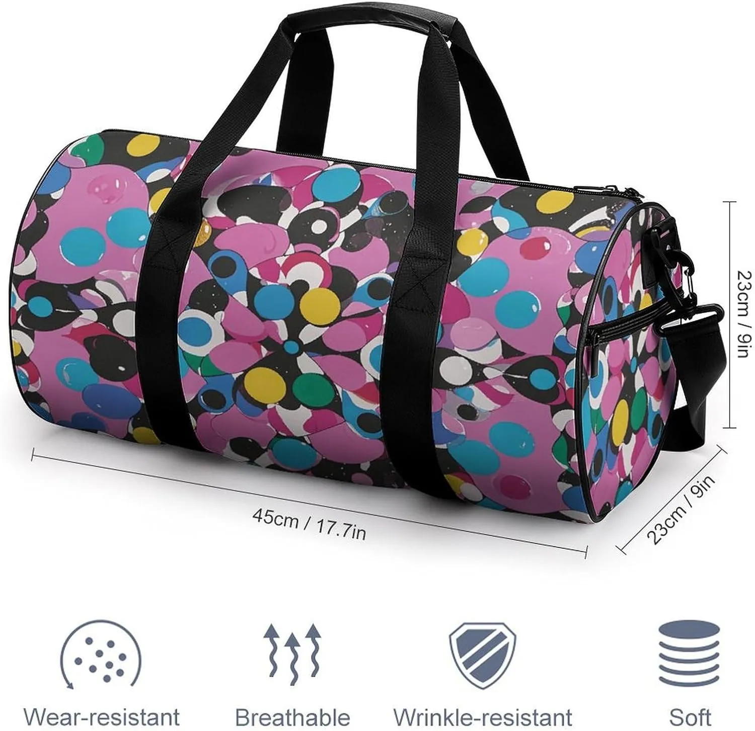 Gym Bags Small Twister Polka Dots Duffel Bag Overnight Bag with Shoe Compartment Carryon Bag for Men Women