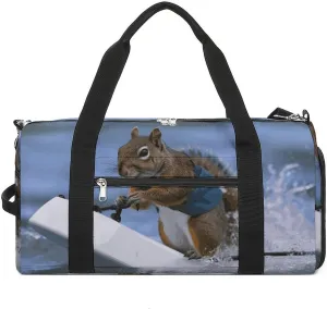 Gym Bags Small Water Skiing Squirrel Duffel Bag Overnight Bag with Shoe Compartment Carryon Bag for Men Women