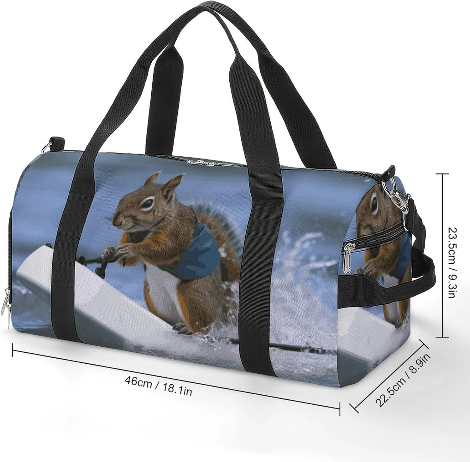 Gym Bags Small Water Skiing Squirrel Duffel Bag Overnight Bag with Shoe Compartment Carryon Bag for Men Women