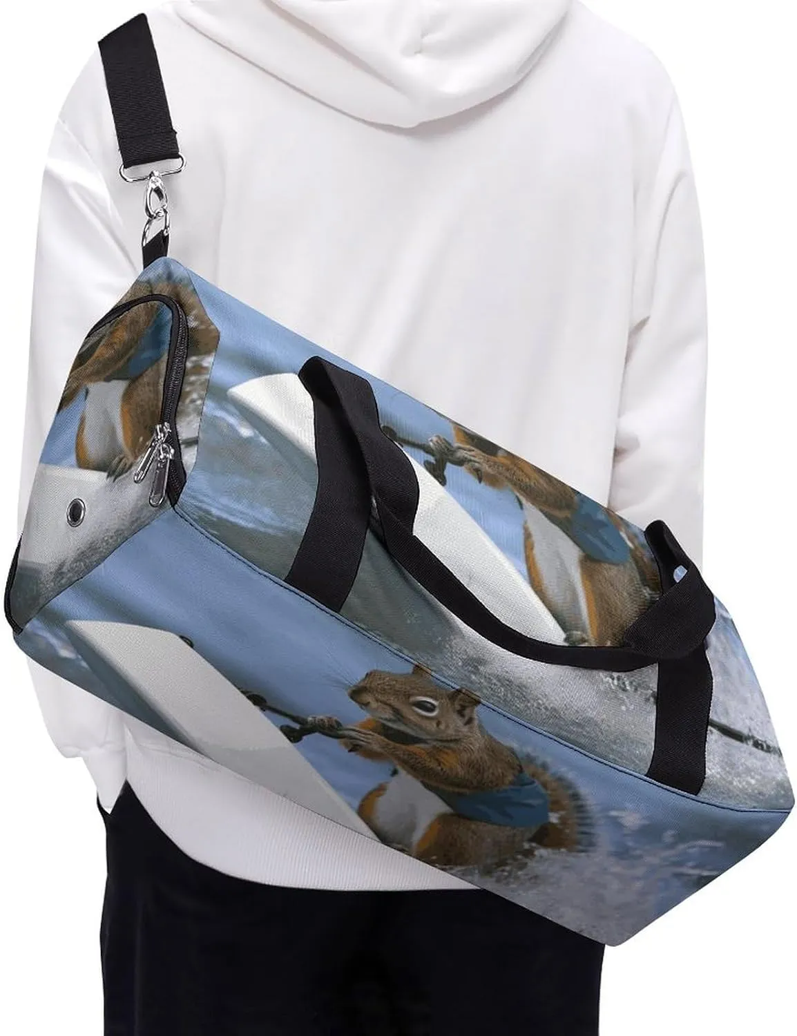 Gym Bags Small Water Skiing Squirrel Duffel Bag Overnight Bag with Shoe Compartment Carryon Bag for Men Women
