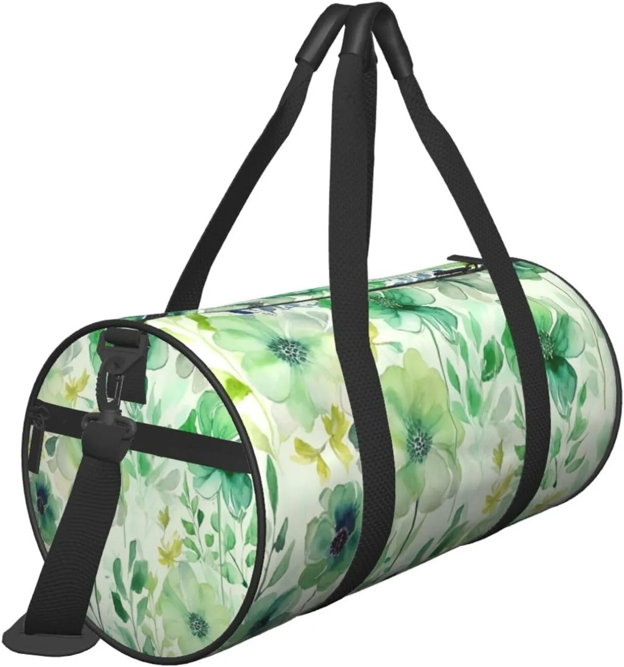 Gym Bags Small Watercolor green flowers Duffel Bag Overnight Bag with Shoe Compartment Carryon Bag for Men Women