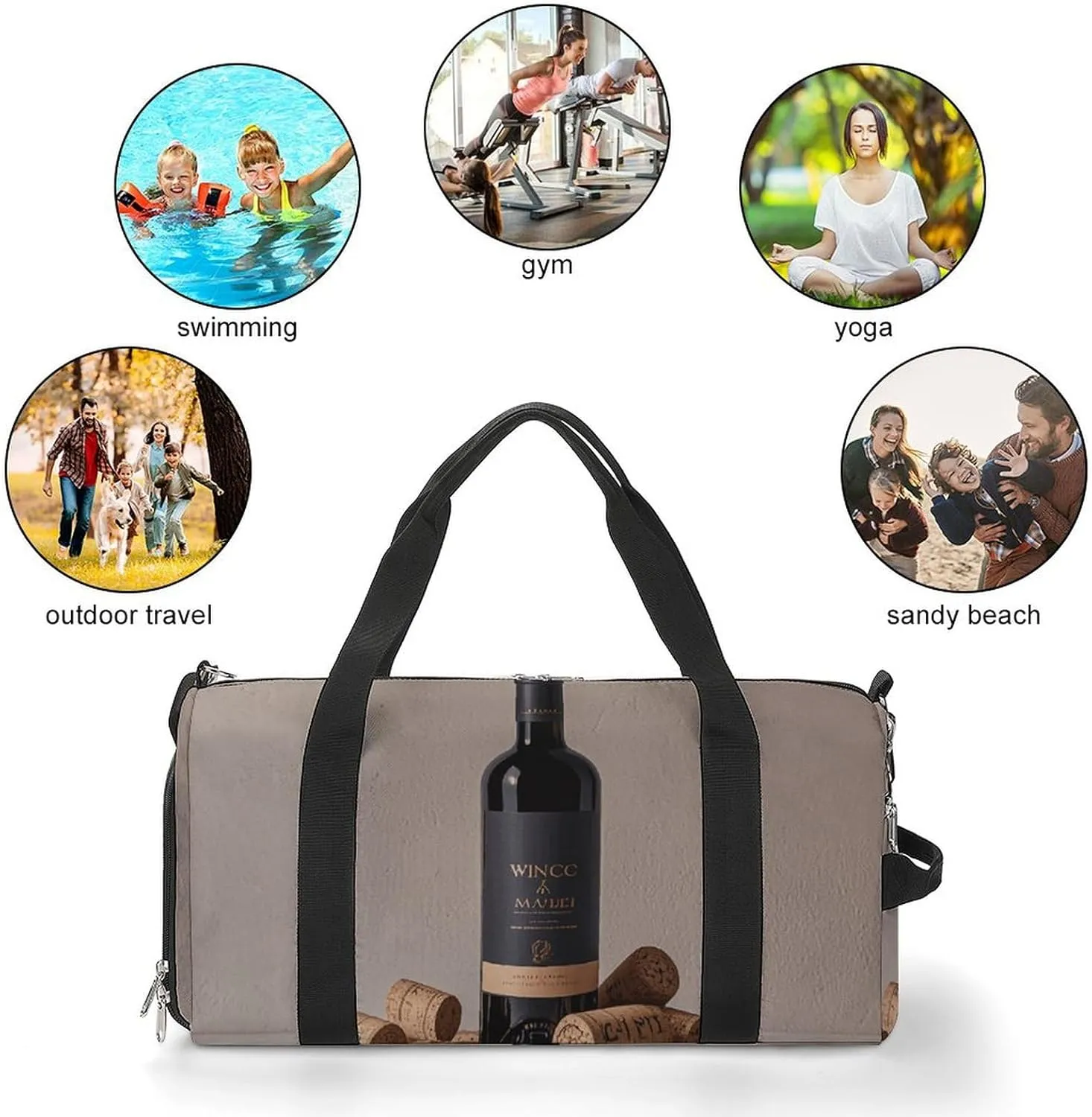 Gym Bags Small Wine Bottle Cork Duffel Bag Overnight Bag with Shoe Compartment Carryon Bag for Men Women