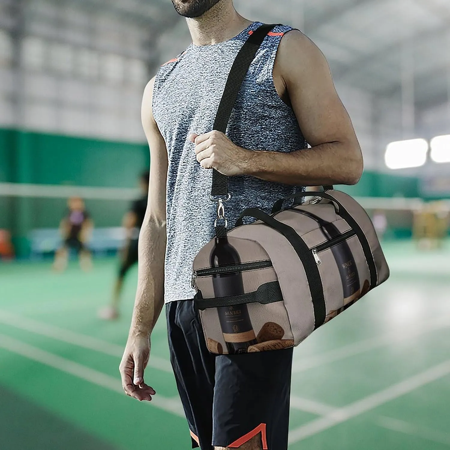 Gym Bags Small Wine Bottle Cork Duffel Bag Overnight Bag with Shoe Compartment Carryon Bag for Men Women
