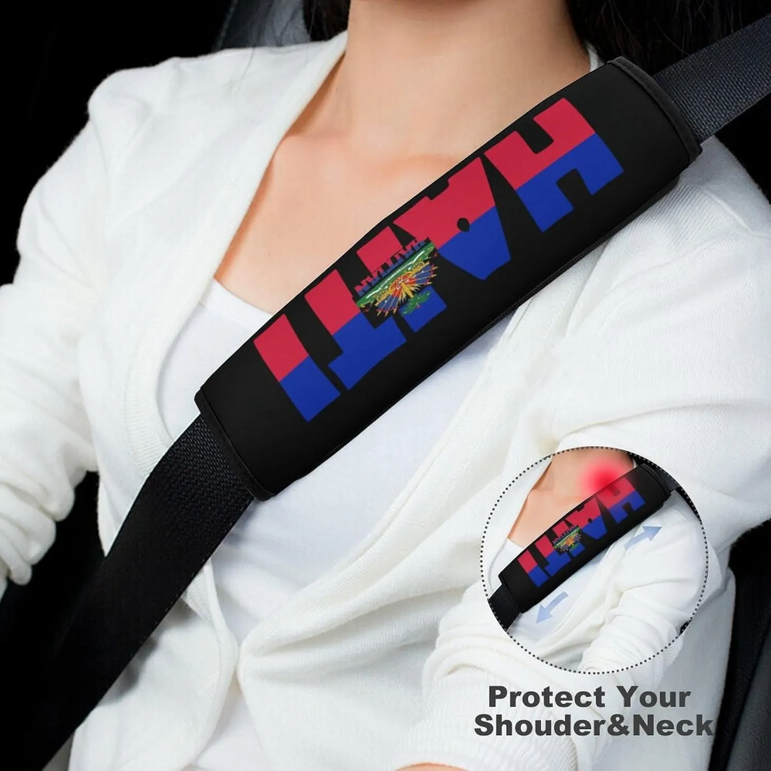 Haiti Flag Car Seatbelt Covers Shoulder Pad,Suitable for Handbag Camera Backpack Strap