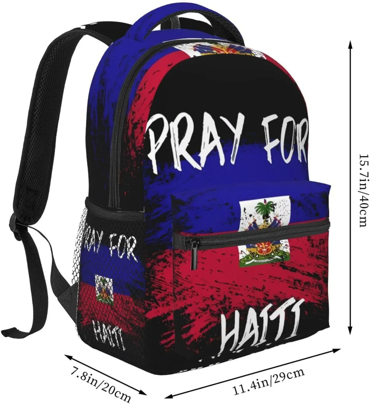 Haiti Flag Pray For Haiti Backpacks 15 Inch Laptop Backpack Multipurpose Double Shoulder Bag For Men Women Gifts