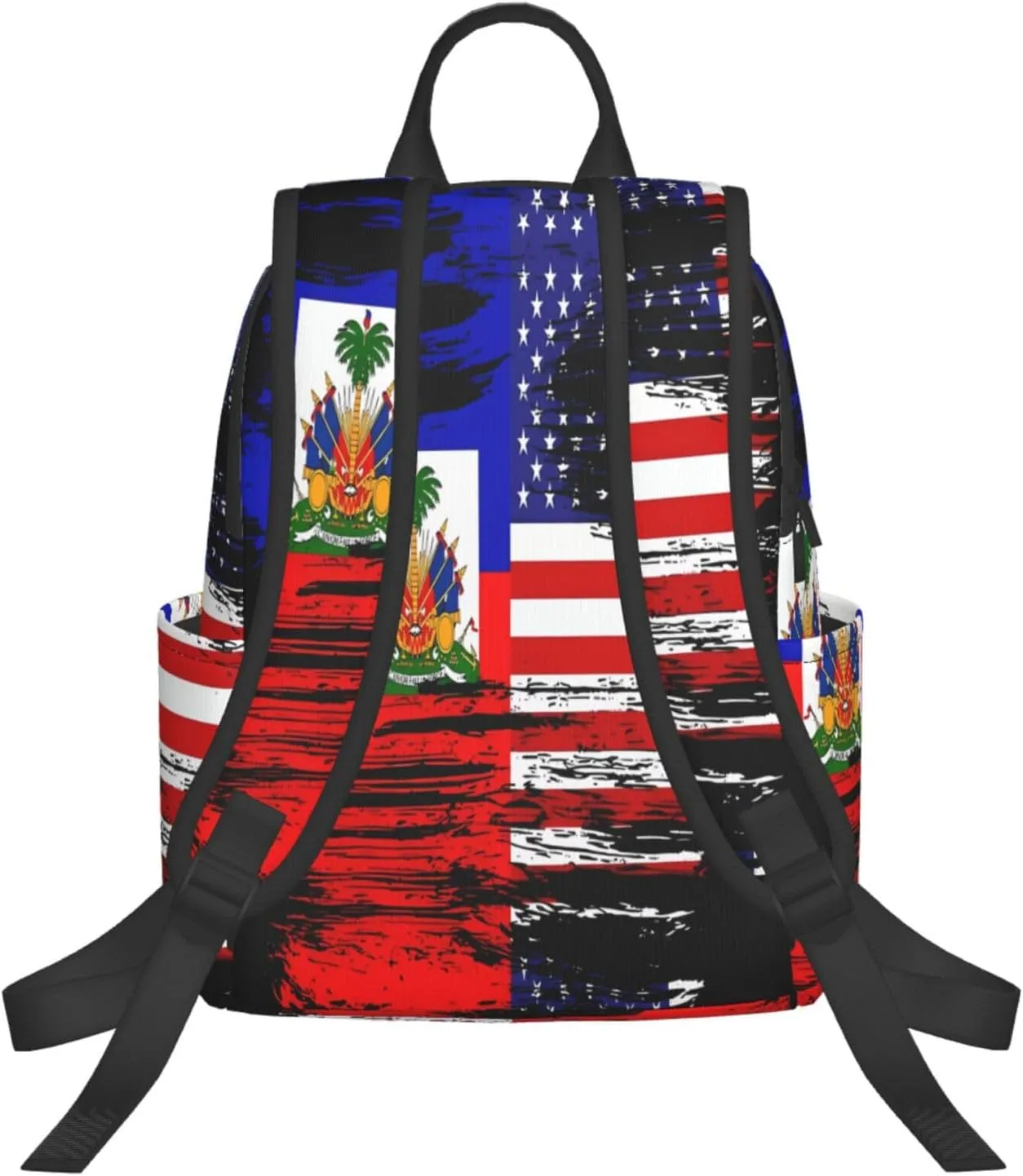 Haiti Haitian American Flag Casual Backpacks Large Capacity Laptop Backpack Sports Fitness Rucksack Travel Carry-On Daypack Work Bag for Outdoor Camping