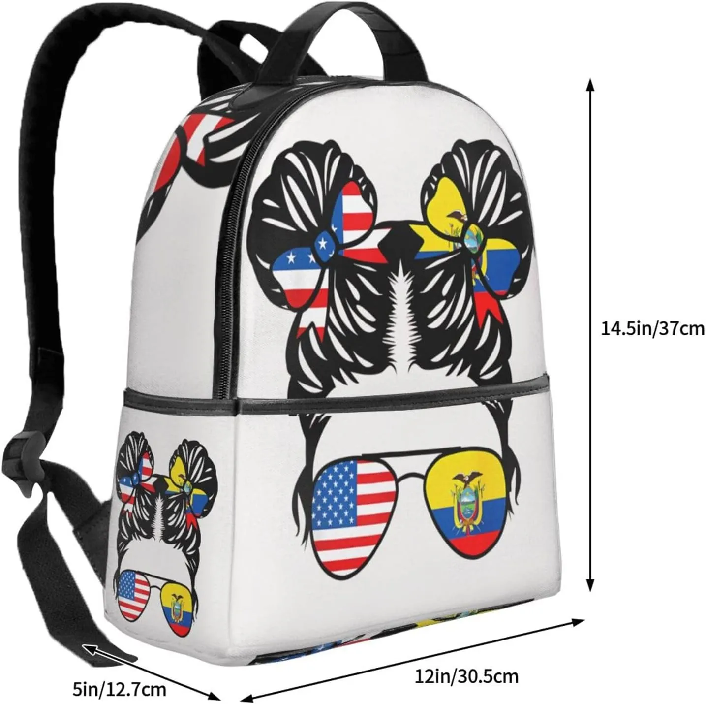 Half American Half Ecuadorian Women Ecuador Flag Casual Backpacks Laptop Backpack Carry-on Daypack Sports Travel Rucksack Lightweight Working Bag for Outdoor Hiking Cycling Walking