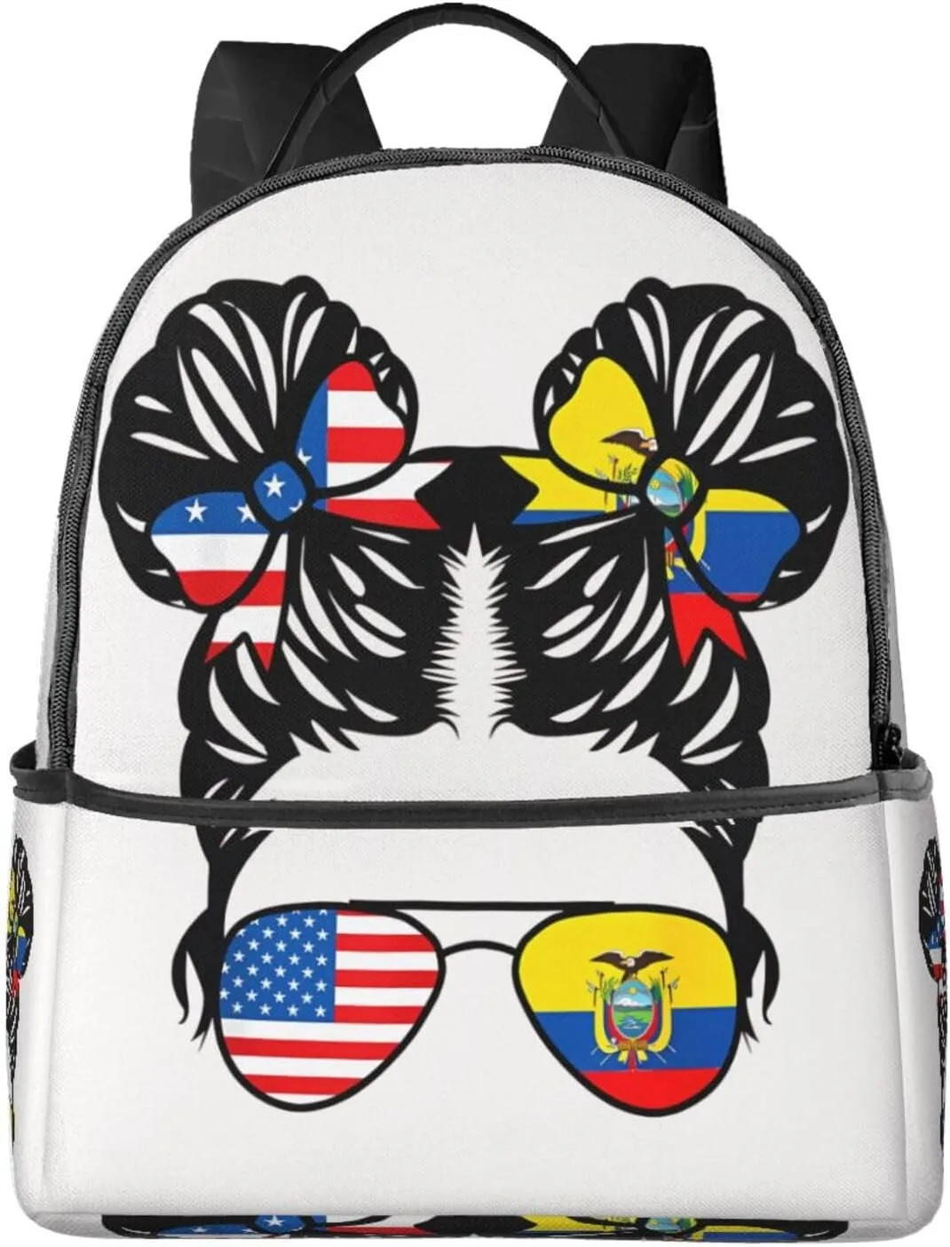 Half American Half Ecuadorian Women Ecuador Flag Casual Backpacks Laptop Backpack Carry-on Daypack Sports Travel Rucksack Lightweight Working Bag for Outdoor Hiking Cycling Walking