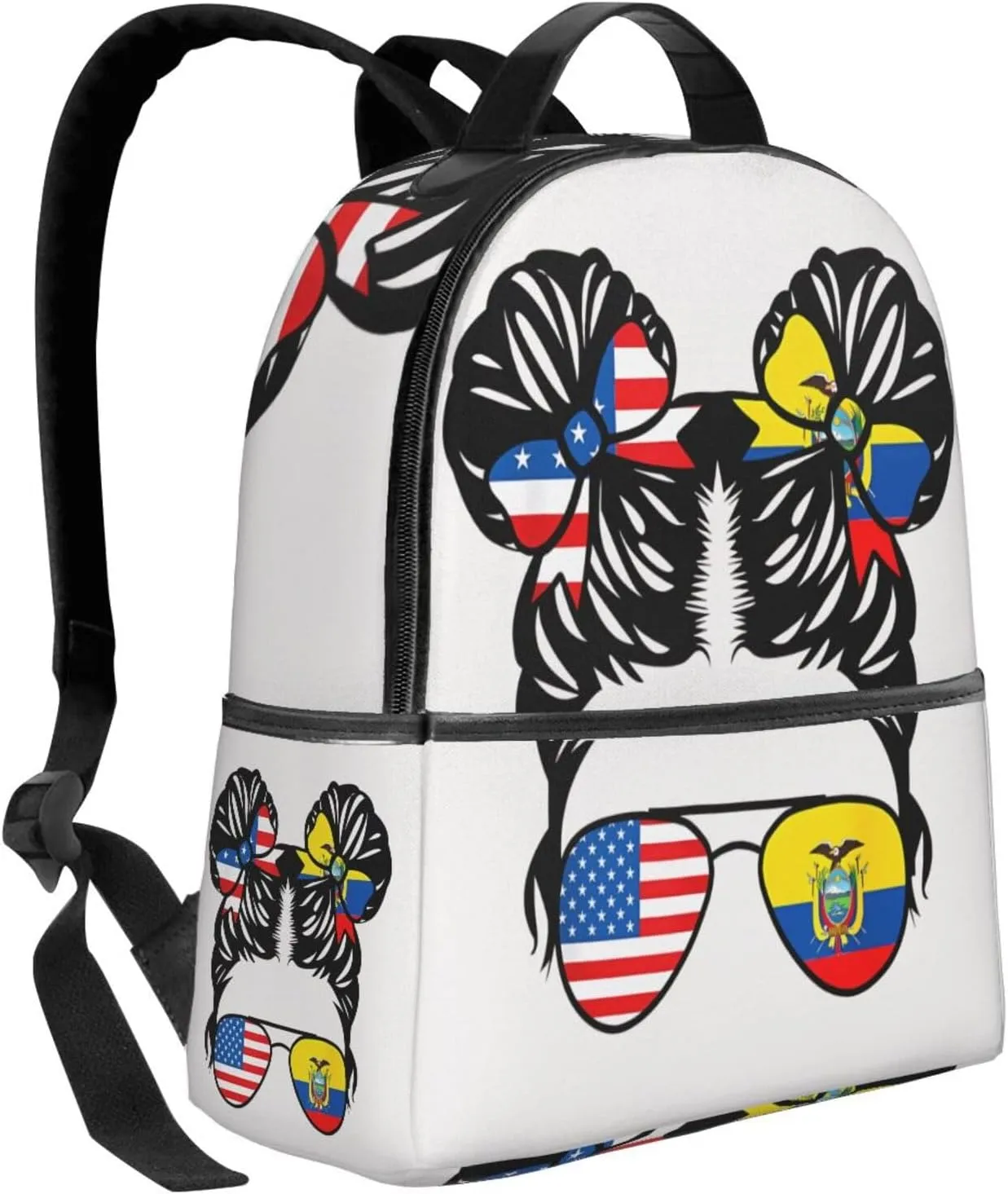 Half American Half Ecuadorian Women Ecuador Flag Casual Backpacks Laptop Backpack Carry-on Daypack Sports Travel Rucksack Lightweight Working Bag for Outdoor Hiking Cycling Walking