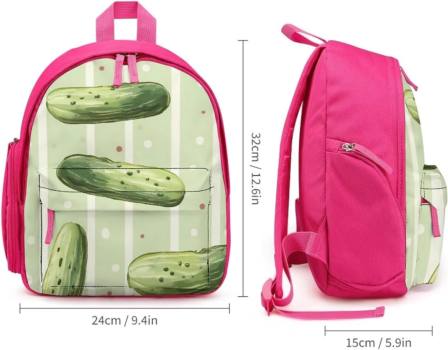 Hand-Drawn Pickles Cucumbers Simple Backpack Lightweight Cute Printing Shoulder Bag Family Travel Pink-style