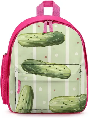 Hand-Drawn Pickles Cucumbers Simple Backpack Lightweight Cute Printing Shoulder Bag Family Travel Pink-style