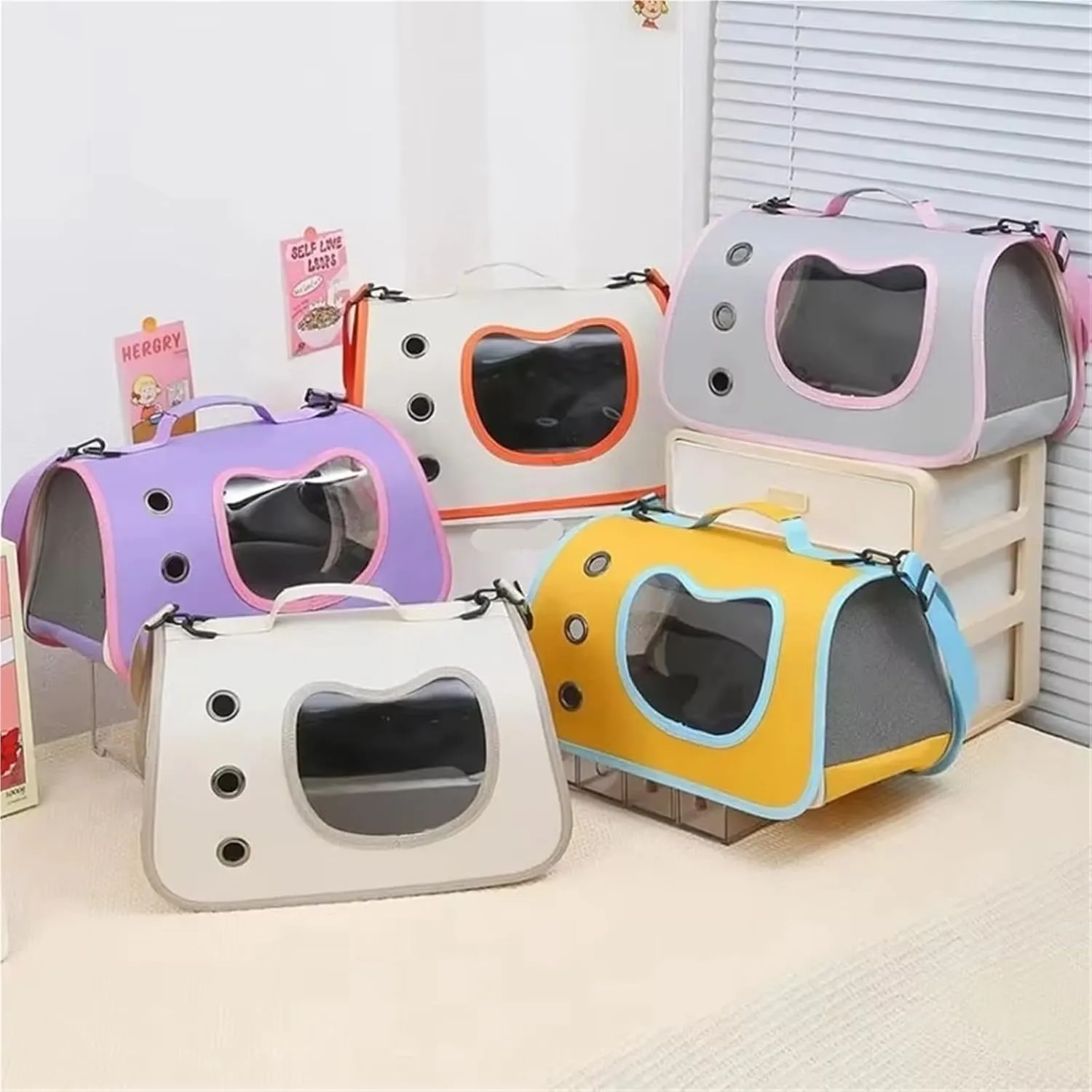Hand-held Space Capsule Cat Shoulder Bags Mesh Breathable Outing Pet Crossbody Bag Pet Backpack(Blue)