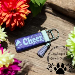 Handmade CHEER Ribbon Keychain – Purple Ribbon Keychain – Inspirational Keychain – Grosgrain Ribbon Keychain – Motivational Keychain for Her