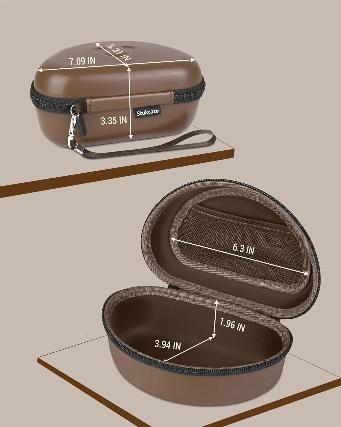 Hard Headphone Case for Beats Solo 4, Studio Pro, Solo 3, Studio 3, Solo 2,Over Ear Headphone Carrying Case with Storage Cable Bag Strap for Travel (Brown)