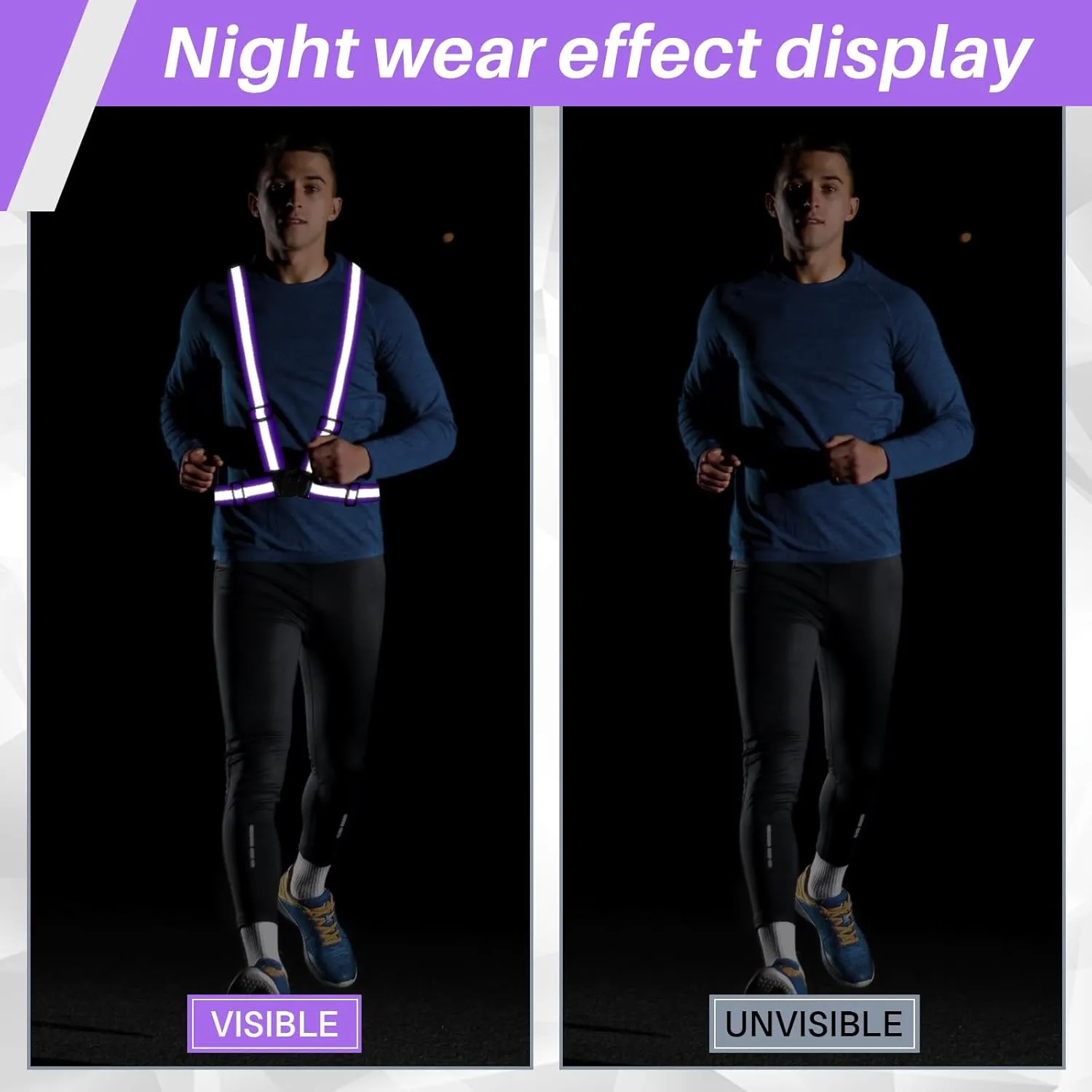Hercicy Reflective Running Vest Reflective Running Shirt with Safety Straps High Visibility Construction Vest for Night Cycling Hiking Jogging Dog Walking