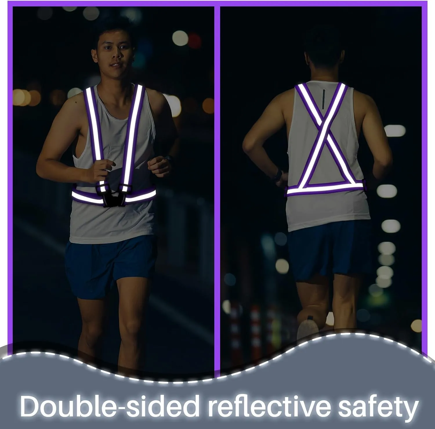 Hercicy Reflective Running Vest Reflective Running Shirt with Safety Straps High Visibility Construction Vest for Night Cycling Hiking Jogging Dog Walking