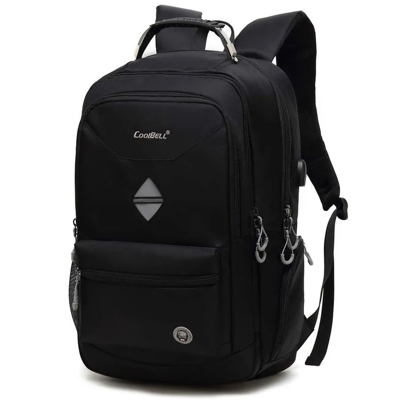 High Capacity Laptop Backpack - Water Resistant, USB Charging | 38L | Black