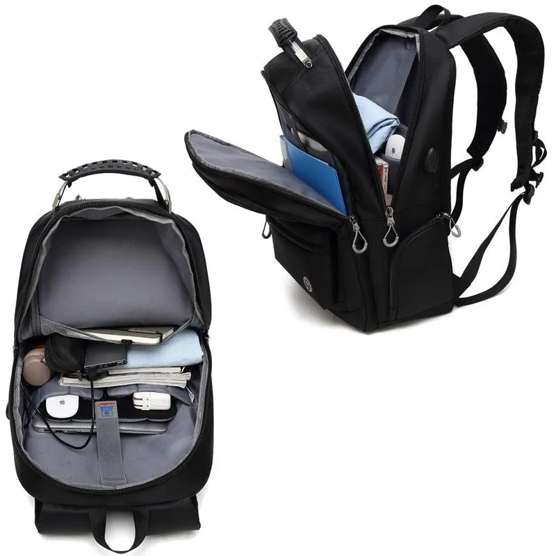 High Capacity Laptop Backpack - Water Resistant, USB Charging | 38L | Black