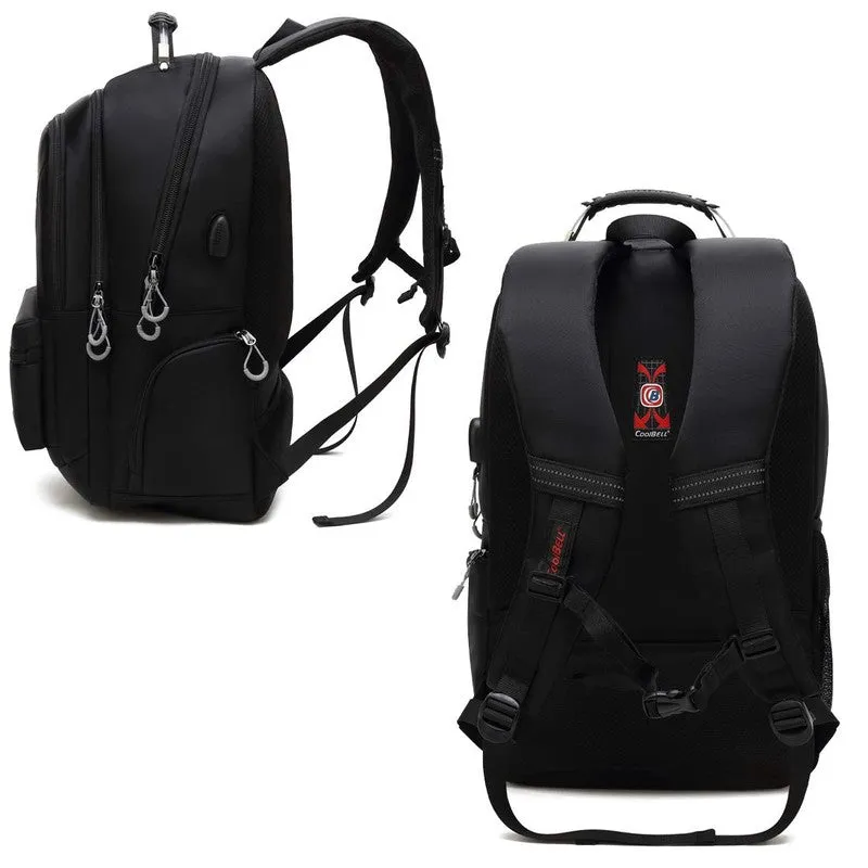 High Capacity Laptop Backpack - Water Resistant, USB Charging | 38L | Black