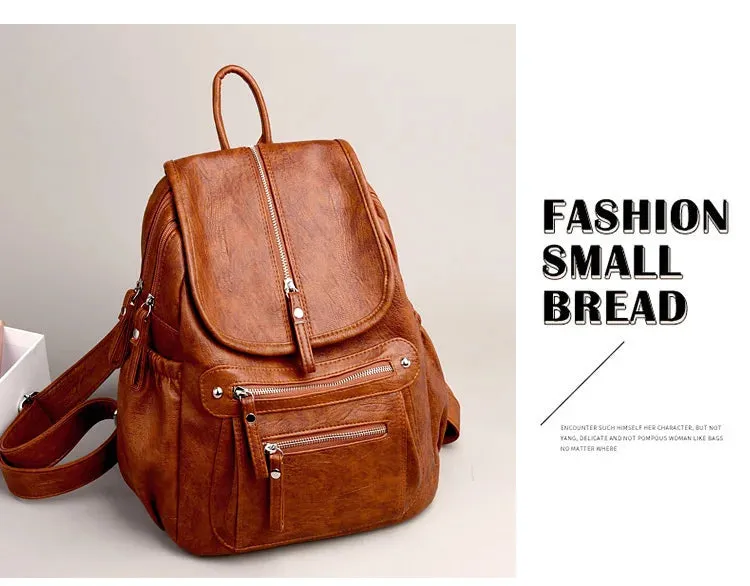 High Quality Leather Backpacks Vintage Female Shoulder Bag