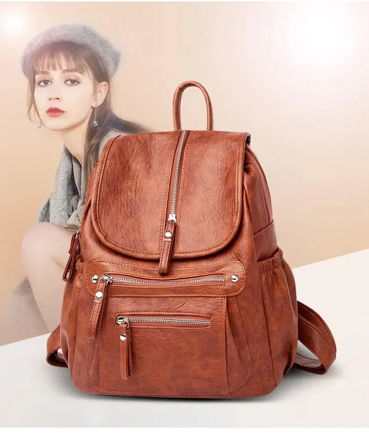 High Quality Leather Backpacks Vintage Female Shoulder Bag
