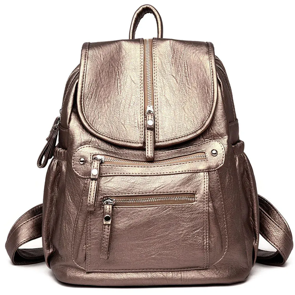 High Quality Leather Backpacks Vintage Female Shoulder Bag