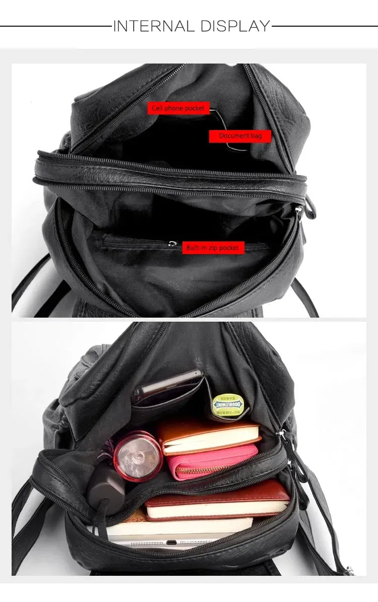 High Quality Leather Backpacks Vintage Female Shoulder Bag