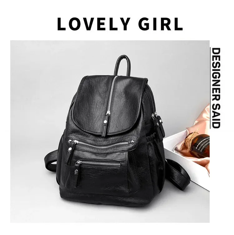 High Quality Leather Backpacks Vintage Female Shoulder Bag